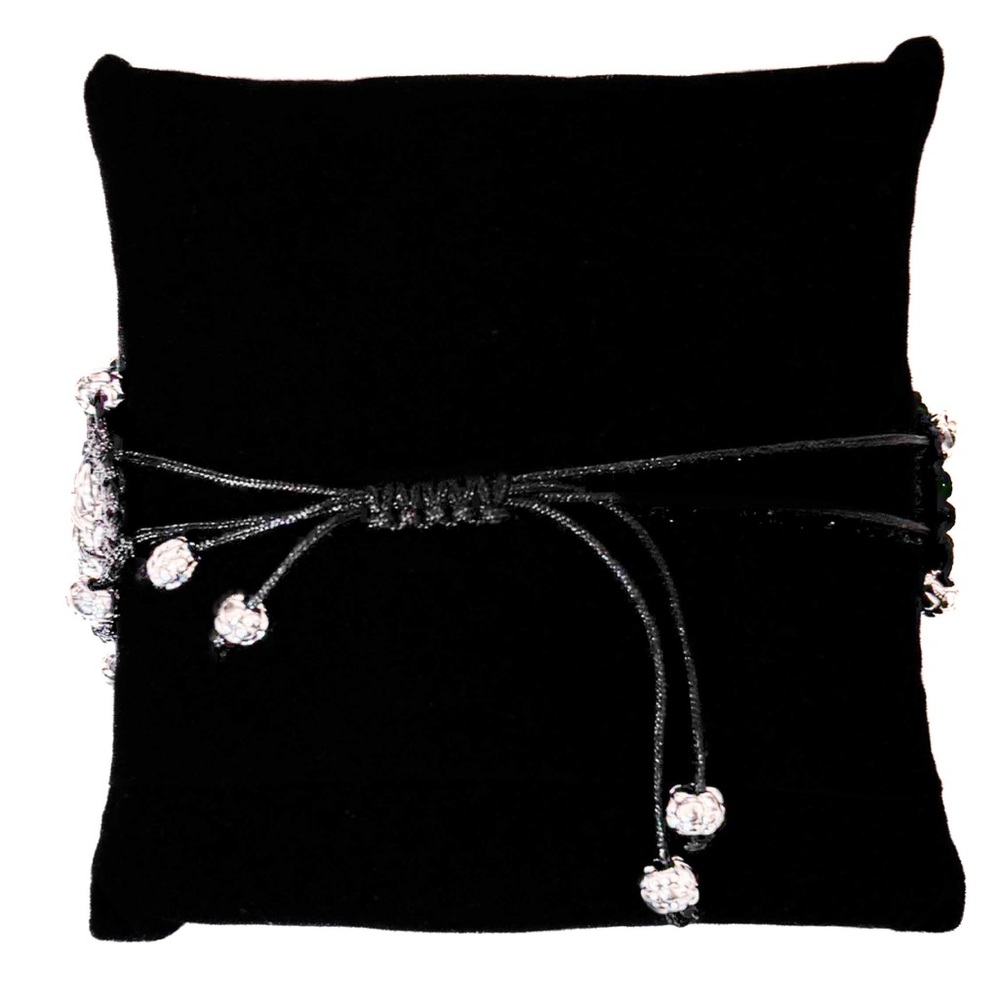 NEW - The Sak Chic Silver Chainmail & Black Cord Adjustable Trendy Bracelet - Picture 2 of 3
